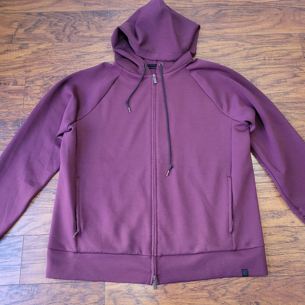 AWAY Travel Burgundy Red Zipper Pocket Recycled Polyester Zip-Up Hoodie sz XL
